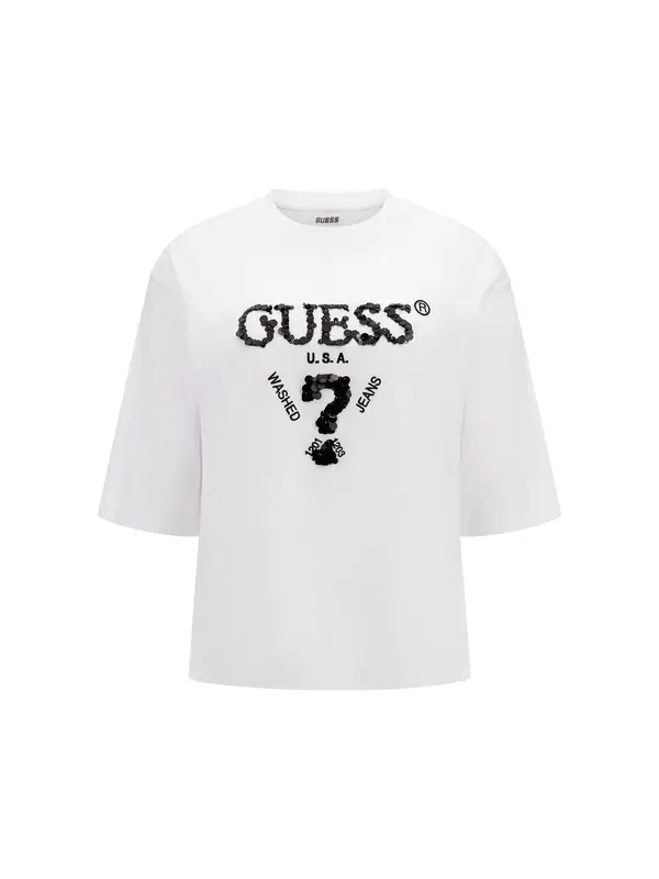 GUESS GUESS Majica 'AURELIE'  črna / bela