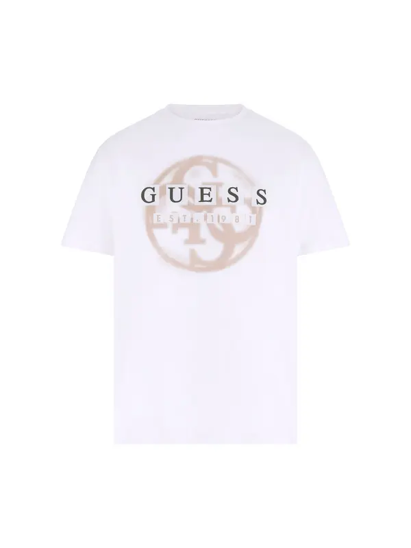 GUESS GUESS Majica  bež / temno zelena / bela