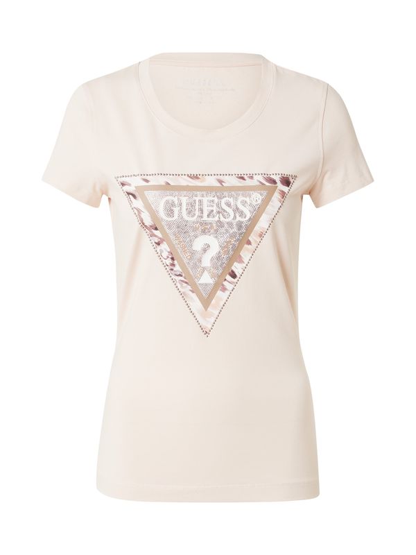 GUESS GUESS Majica 'CHEETA'  bež / pastelno roza / srebrna / off-bela