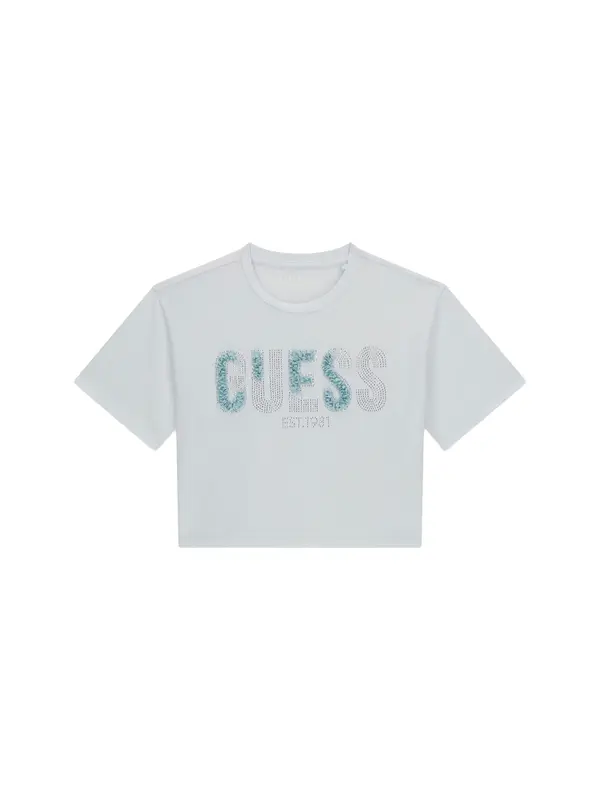 GUESS GUESS Majica  cijansko modra / pastelno modra / srebrna