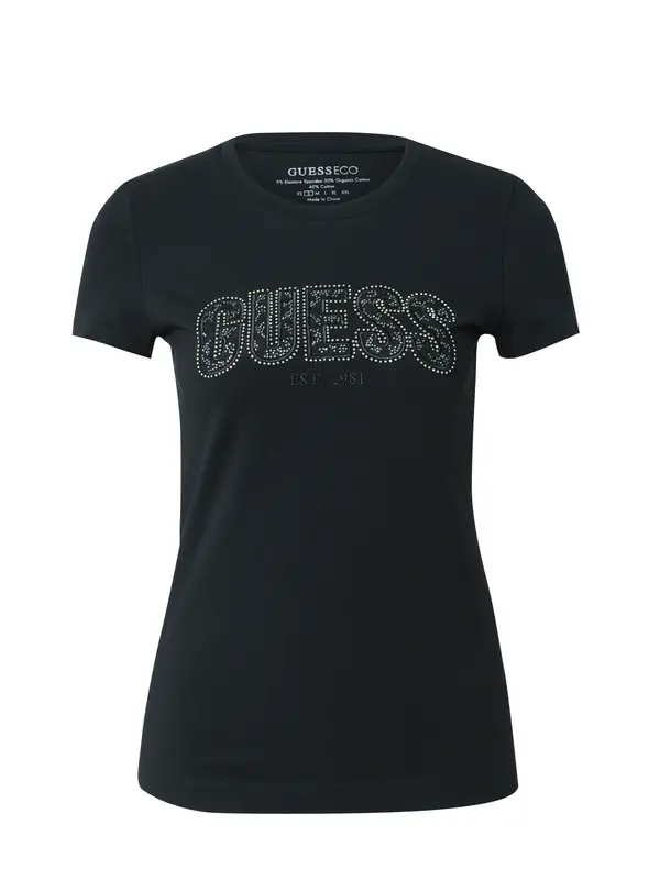 GUESS GUESS Majica  črna / srebrna