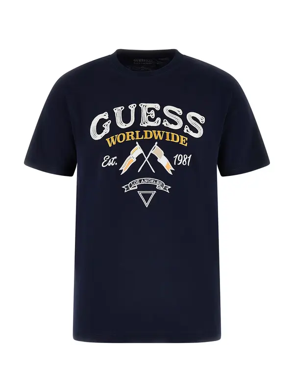 GUESS GUESS Majica 'FLAGS AND CORD'  mornarska / rumena / bela