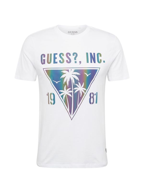 GUESS GUESS Majica 'IRIDESCENT PALMS'  modra / temno zelena / lila / bela