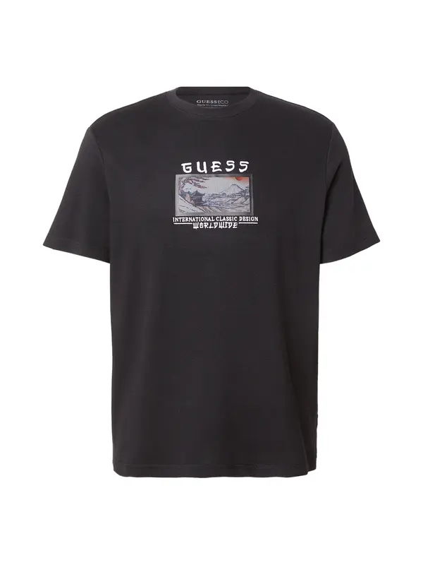 GUESS GUESS Majica 'JAPAN SMALL LANDSCAPE'  modra / črna / bela