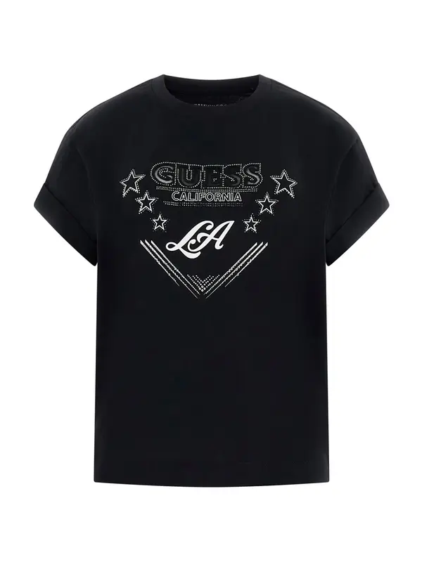 GUESS GUESS Majica 'LA STARS'  črna / srebrna / bela