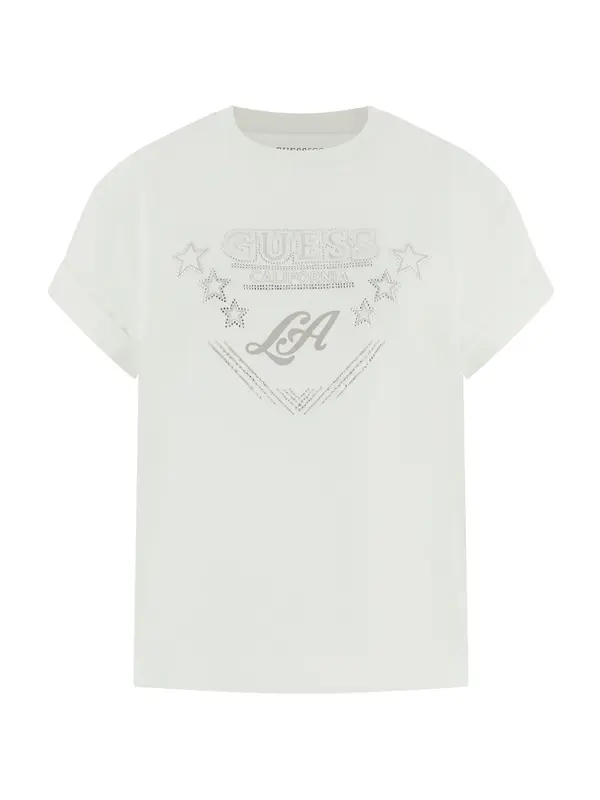 GUESS GUESS Majica 'LA STARS'  greige / bela