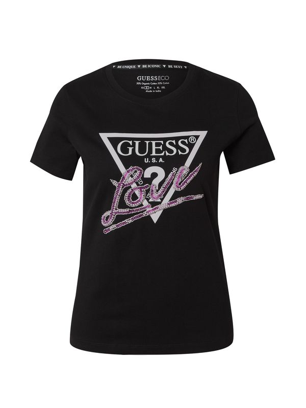 GUESS GUESS Majica 'LOVE'  roza / črna / bela