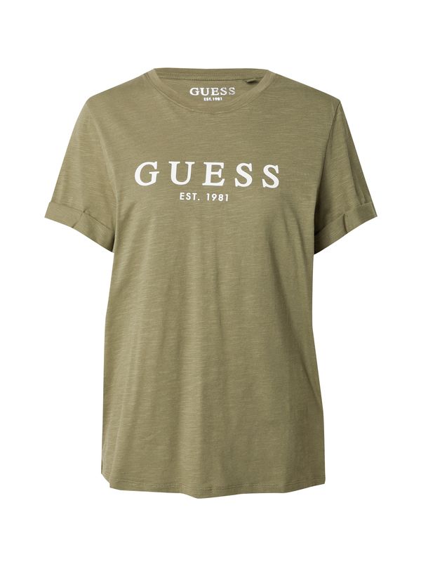 GUESS GUESS Majica  oliva / bela