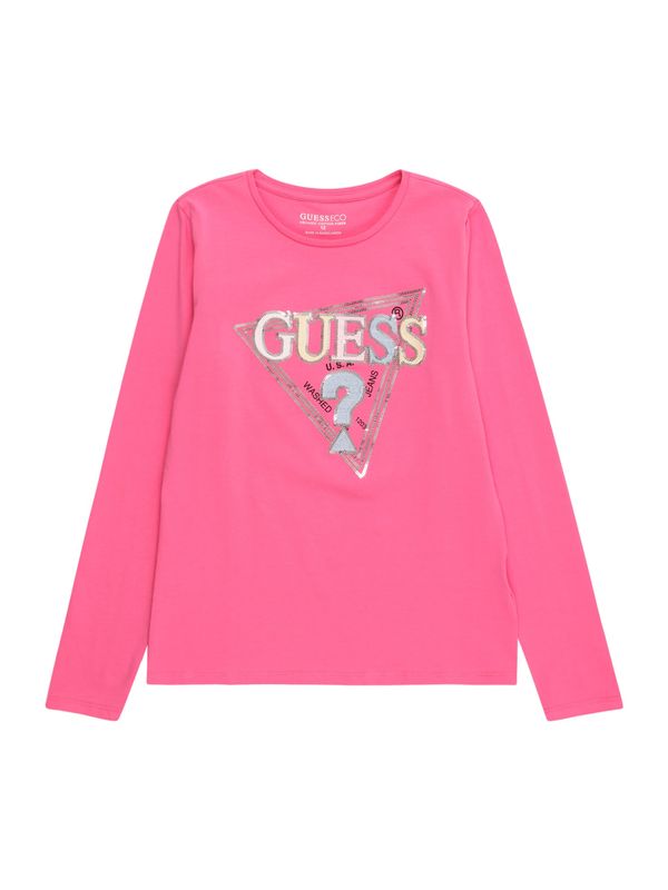 GUESS GUESS Majica  pastelno modra / svetlo rumena / rosé / srebrna