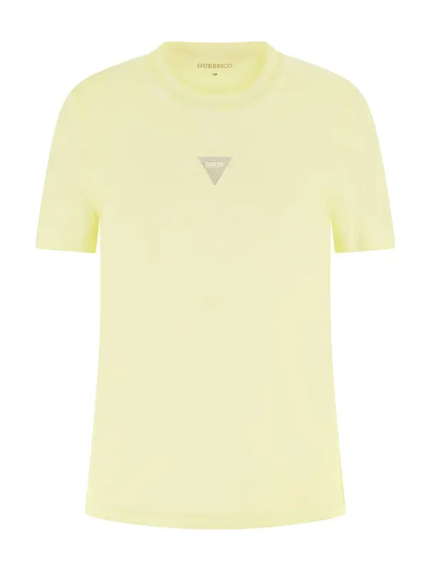 GUESS GUESS Majica  pastelno rumena / srebrna