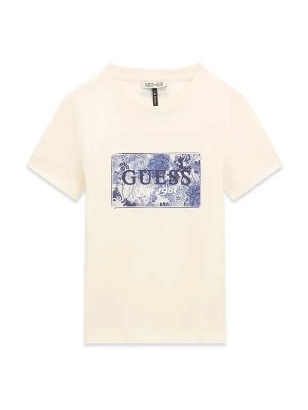 GUESS GUESS Majica 'QUID'  kremna / opal / temno modra / bela