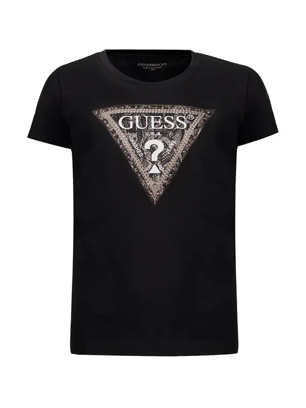 GUESS GUESS Majica  rjava / črna