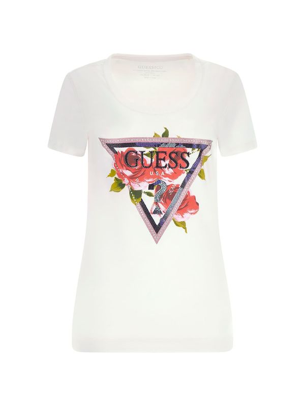 GUESS GUESS Majica 'ROSES'  roza / puder / rdeča / bela