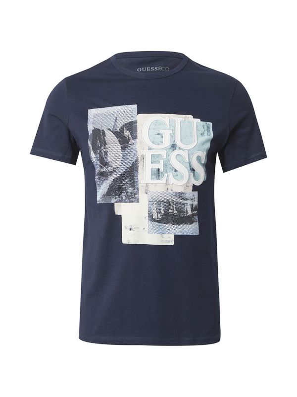 GUESS GUESS Majica 'SAIL BOAT'  marine / pastelno modra / bela