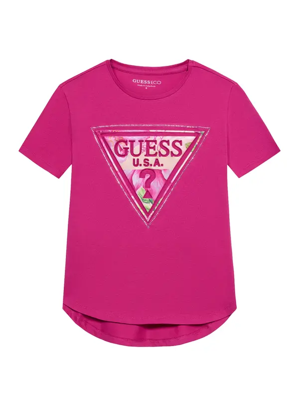GUESS GUESS Majica  sivka / roza / fuksija / puder