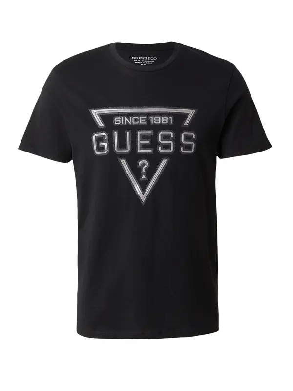GUESS GUESS Majica  srebrno-siva / črna