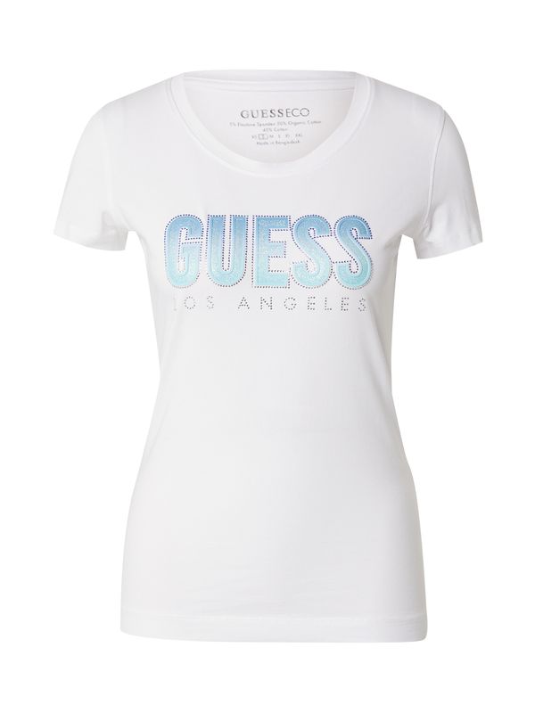 GUESS GUESS Majica  svetlo modra / srebrna / bela