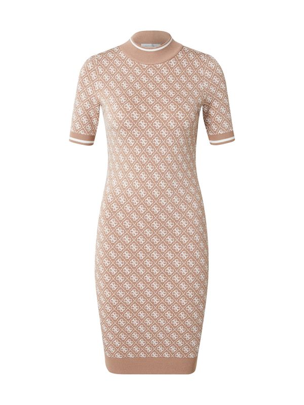 GUESS GUESS Pletena obleka 'LISE'  kamela / bela