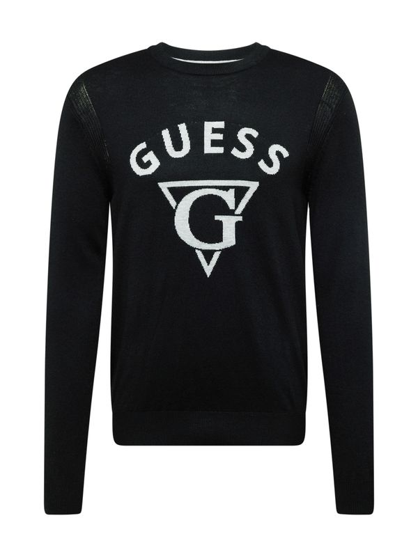 GUESS GUESS Pulover 'EDGAR'  črna / pegasto bela