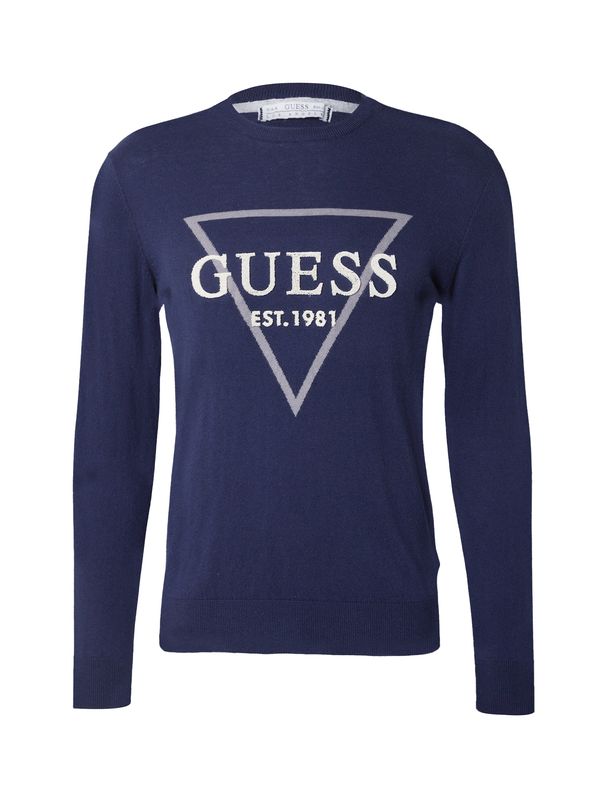 GUESS GUESS Pulover 'FABIAN'  bež / mornarska / svetlo siva