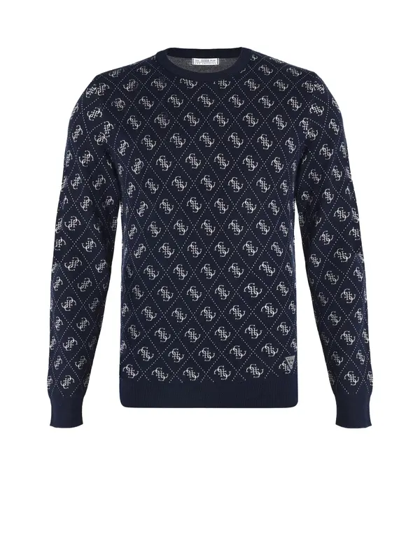 GUESS GUESS Pulover 'MARTIN'  temno modra / off-bela