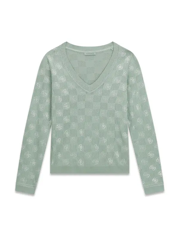 GUESS GUESS Pulover 'ROSIE'  svetlo zelena / srebrna