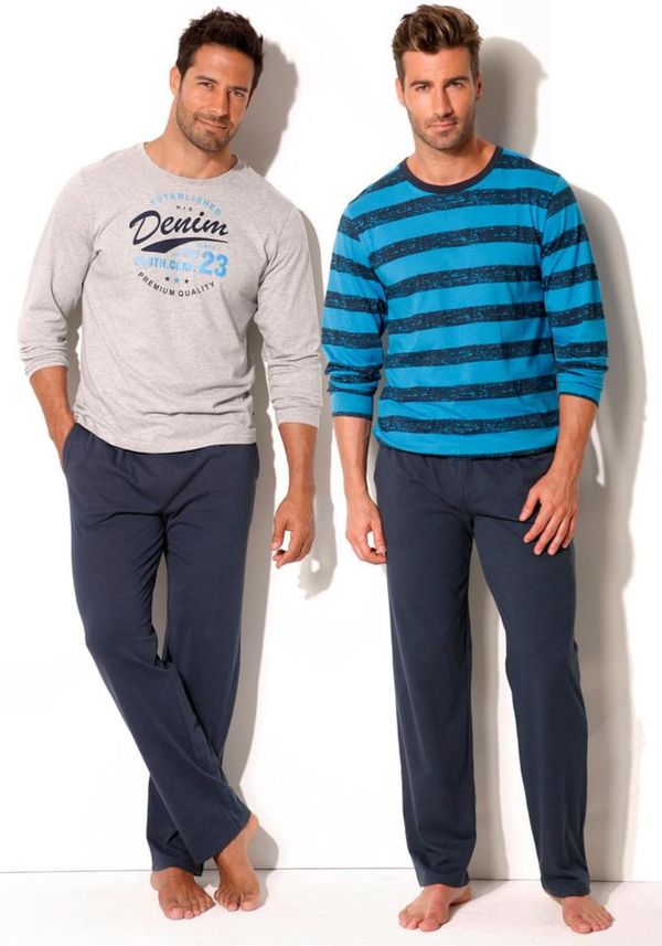 H.I.S H.I.S Dolga pižama  bež / modra