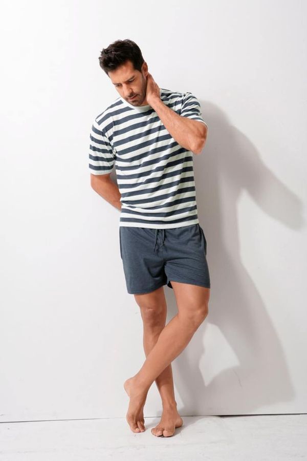 H.I.S H.I.S Kratka pižama  temno siva / bela