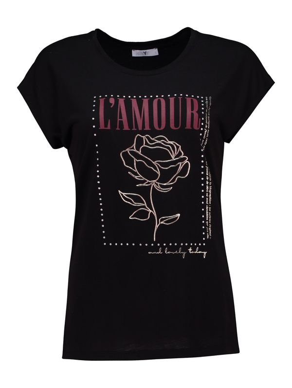 Hailys Hailys Majica 'Am44our'  bordo / črna / bela