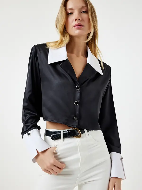 Happiness İstanbul Happiness İstanbul Bluza  črna / bela