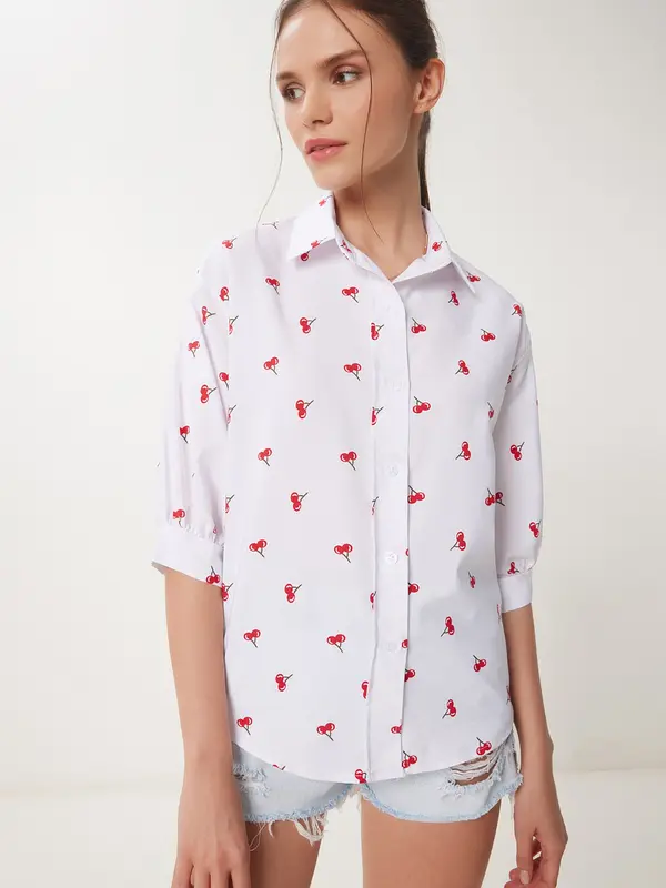 Happiness İstanbul Happiness İstanbul Bluza  kremna / rjava / rdeča