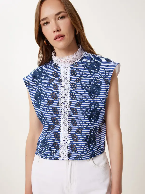 Happiness İstanbul Happiness İstanbul Bluza  mornarska / temno modra / bela