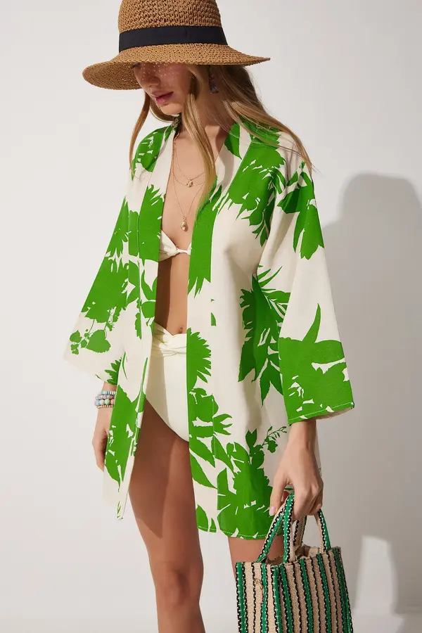 Happiness İstanbul Happiness İstanbul Kimono  kremna / zelena