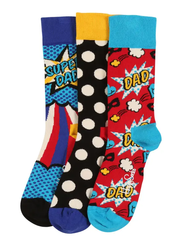 Happy Socks Happy Socks Nogavice 'Father's Day'  svetlo modra / rumena / rdeča / bela