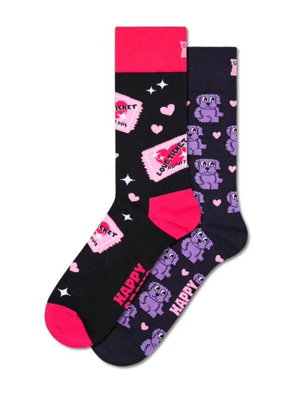 Happy Socks Happy Socks Nogavice 'Love Tickets'  lila / roza / svetlo roza / črna