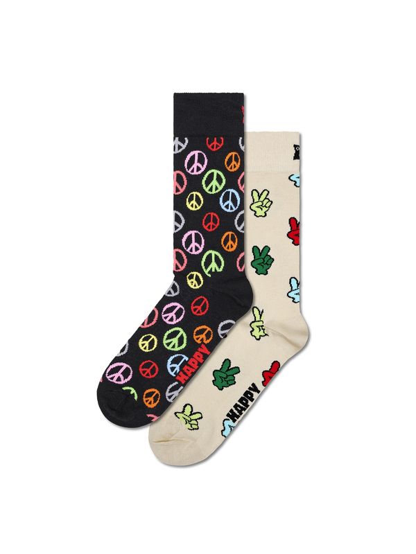 Happy Socks Happy Socks Nogavice 'Peace'  kremna / zelena / ognjeno rdeča / črna