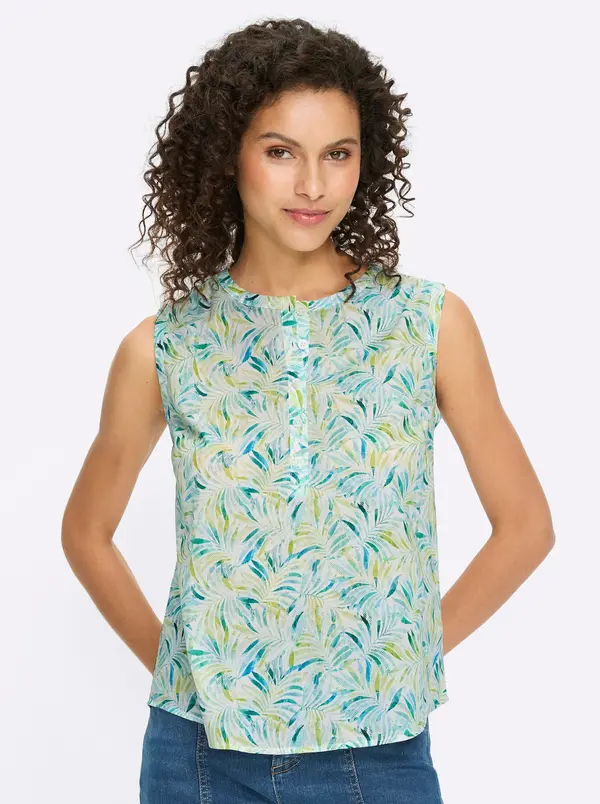 heine heine Bluza  modra / apno / pastelno zelena