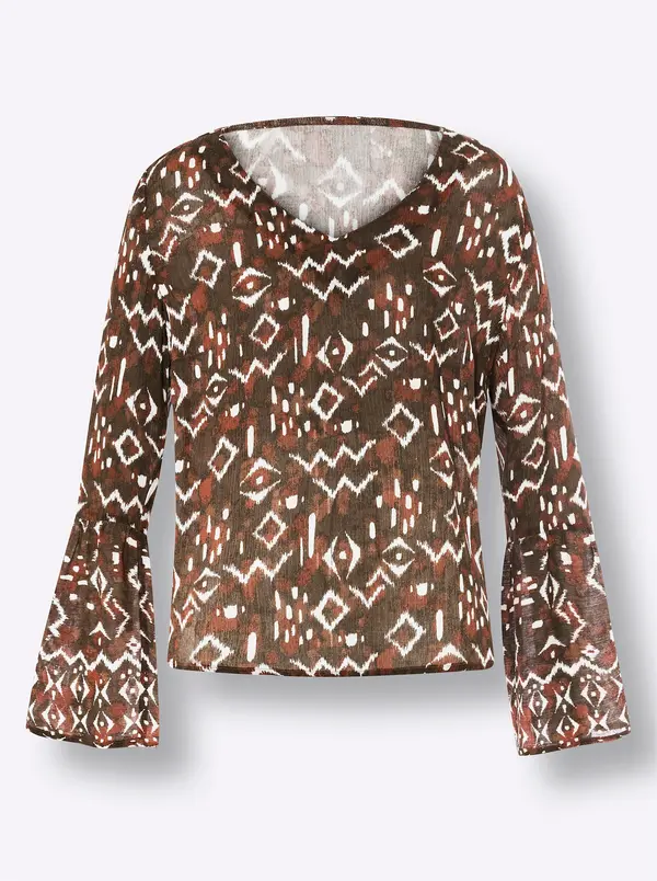 heine heine Bluza  rjava / konjak / bela