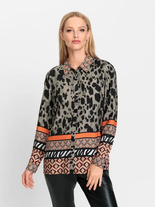 heine heine Bluza  siva / oranžna / črna / bela