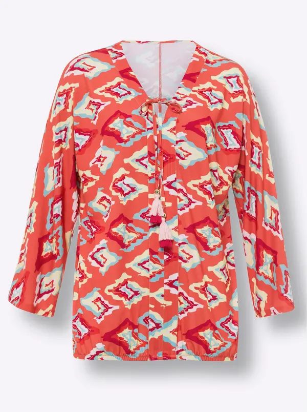 heine heine Bluza  svetlo modra / pastelno rumena / korala