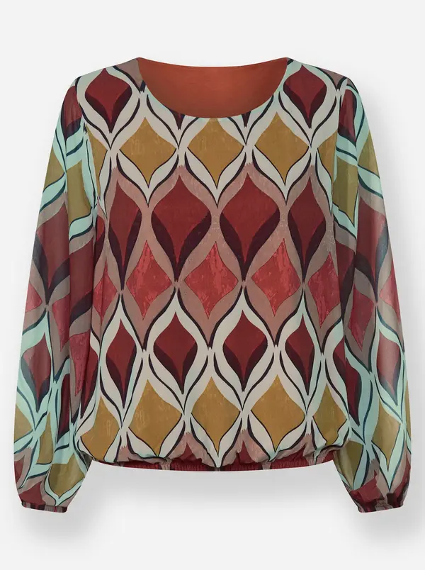 heine heine Bluza  svetlo modra / rjava / mandarina / rubin rdeča