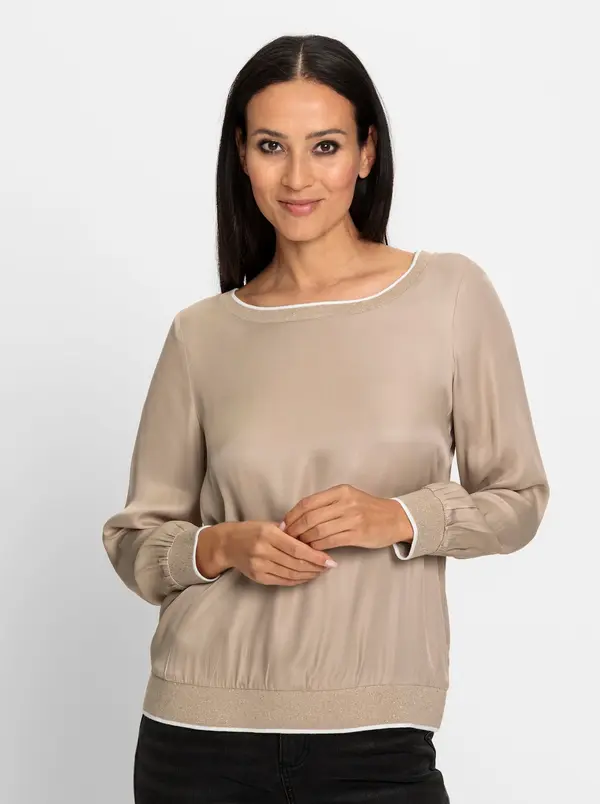 heine heine Bluza  svetlo rjava / bela
