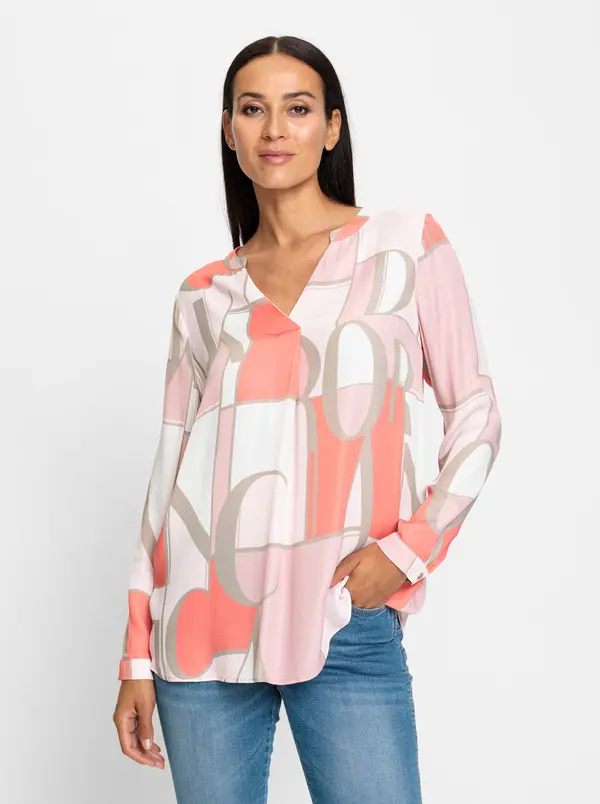 heine heine Bluza  temno siva / korala / roza / bela