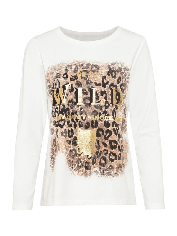 heine heine Majica  ecru / čokolada / svetlo rjava