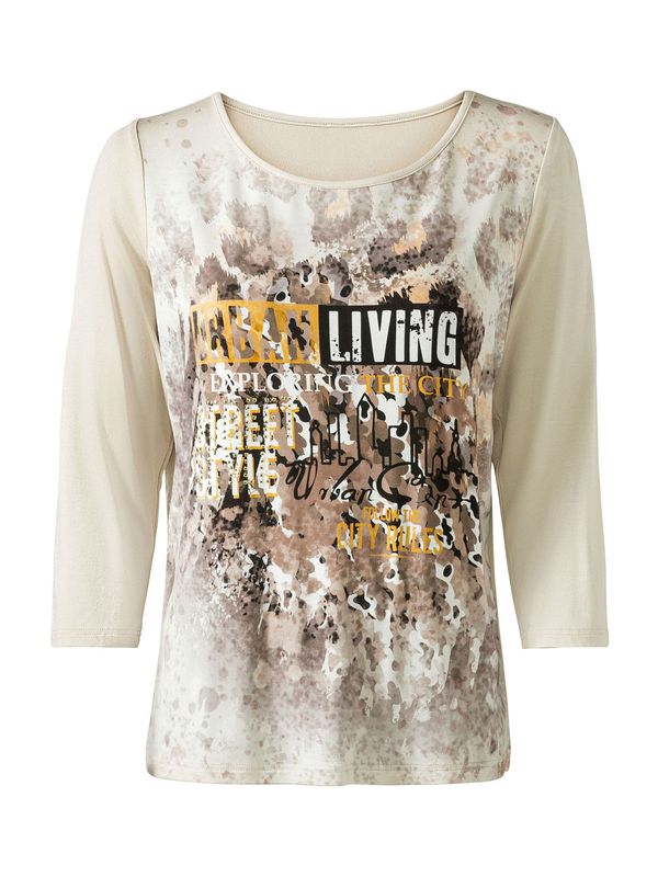 heine heine Majica  pesek / črna / bela