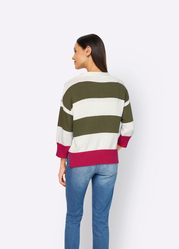 heine heine Pletena jopa  bež / oliva / roza