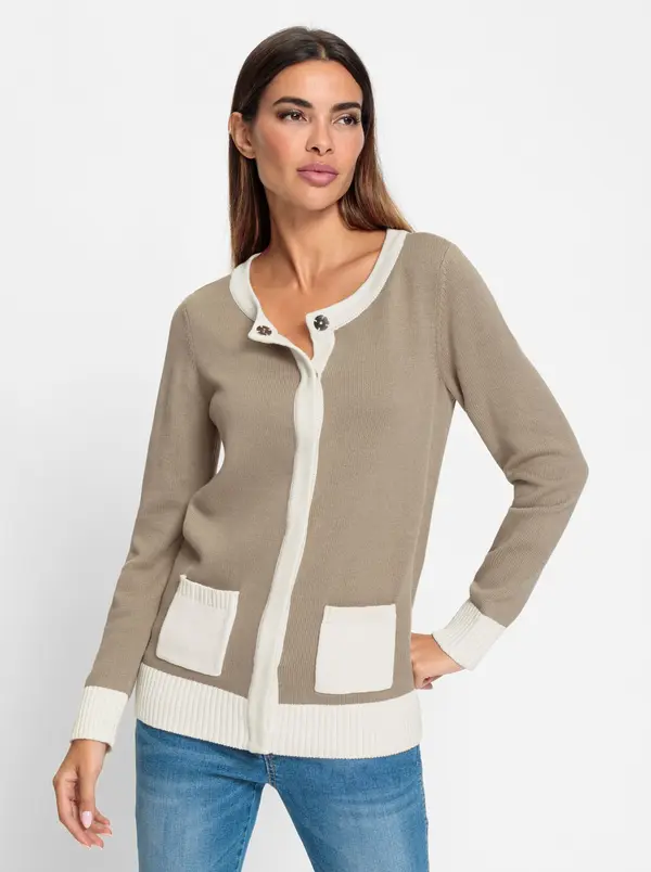 heine heine Pletena jopa  ecru / rjava