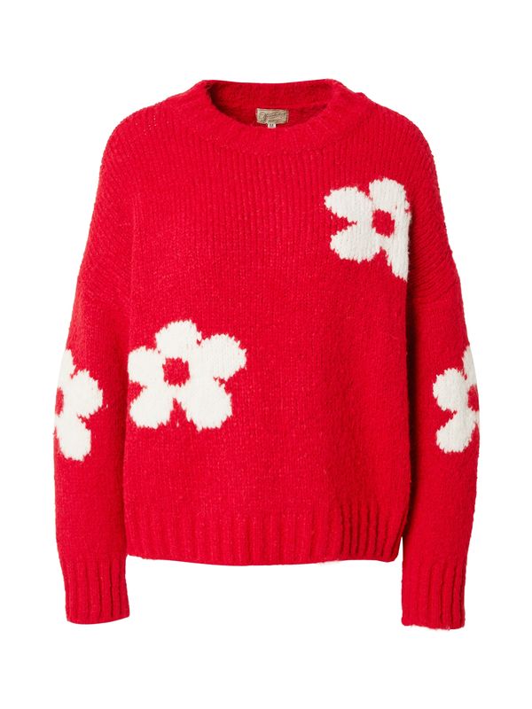 Herrlicher Herrlicher Pulover 'Terezie'  živo rdeča / volneno bela