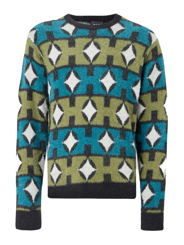 HUF HUF Pulover 'Space Age'  siva / oliva / petrol / črna