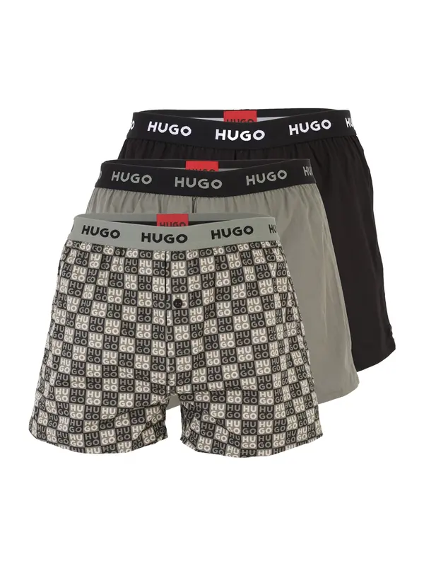 HUGO HUGO Boksarice  ecru / kaki / črna